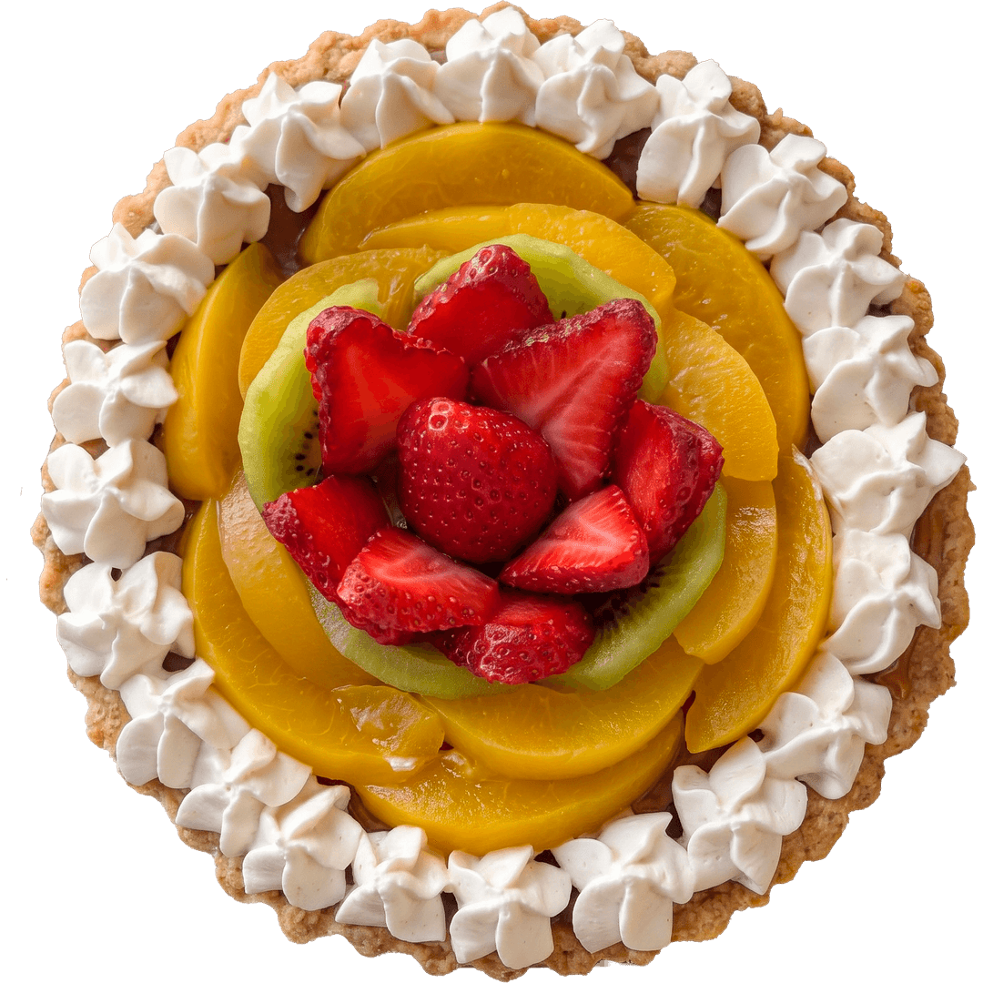 Tarta Frutal con durazno, kiwi y frutillas
